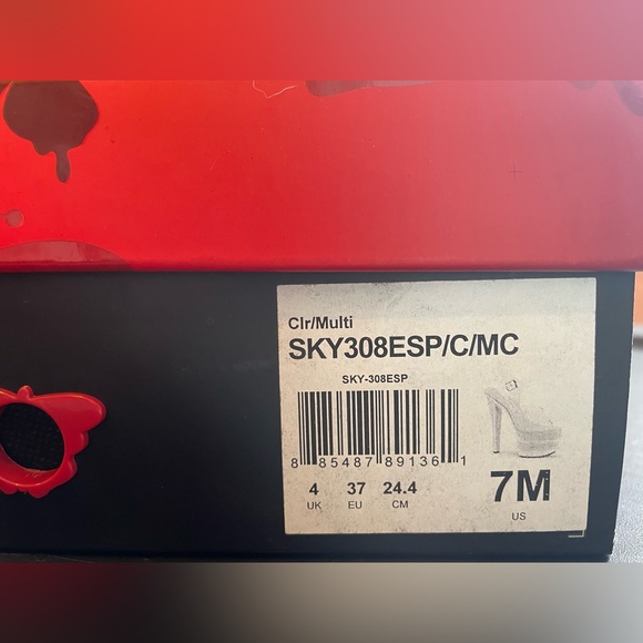 Pleaser Espadrille Sandal 7” Heel Clear Ankle Strap Size 7 👡 - Picture 4 of 4